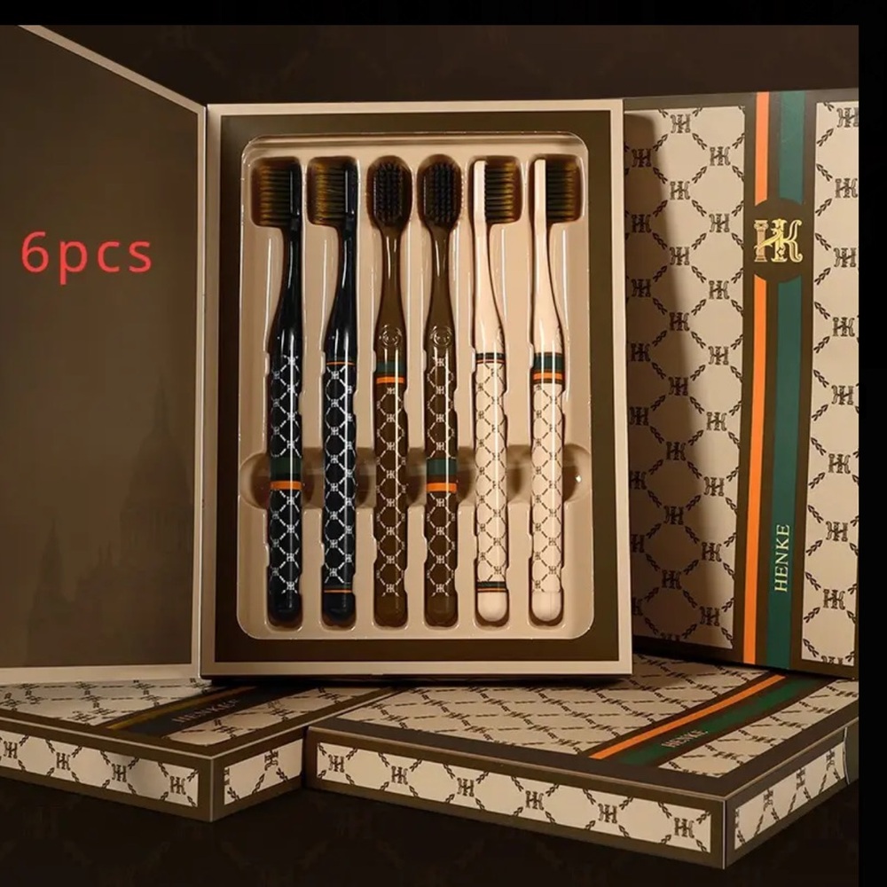 Toothbrush Set, 6pcs. Lux Vibes, Ultra Soft Microfiber Bristles, NEW, Gift Boxed